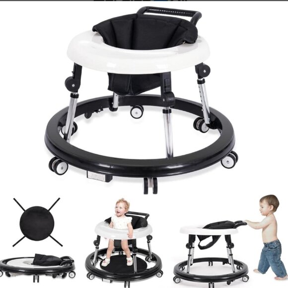 Baby Walker Foldable with 9 Adjustable Heights Wheels Portable with Accessories - Picture 1 of 10